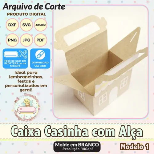 Arquivo de Corte Silhouette Caixa Casinha com Alça Modelo 1