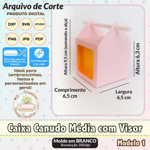 Arquivo de Corte Silhouette Caixa Canudo Média com Visor