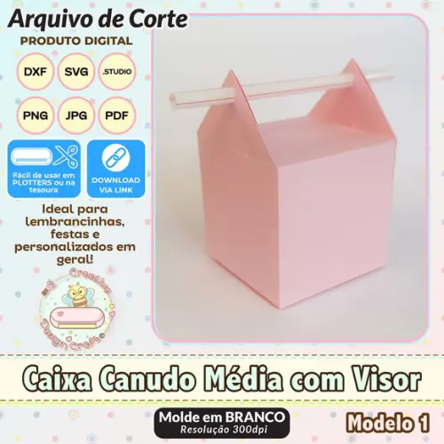Arquivo de Corte Silhouette Caixa Canudo Média com Visor
