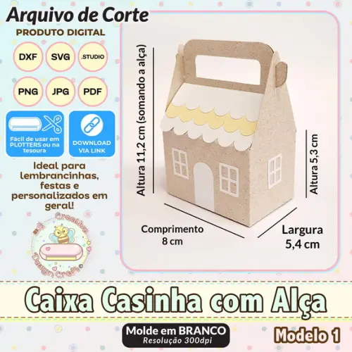 Arquivo de Corte Silhouette Caixa Casinha com Alça Modelo 1