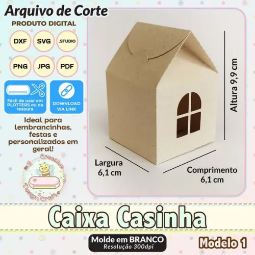 Arquivo de Corte Silhouette Caixa Casinha Modelo 1
