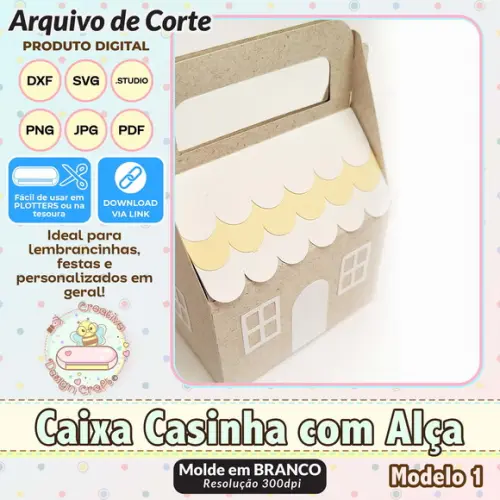 Arquivo de Corte Silhouette Caixa Casinha com Alça Modelo 1
