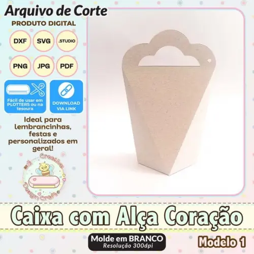 Arquivo de Corte Silhouette Caixa com Alça Coração Modelo 1