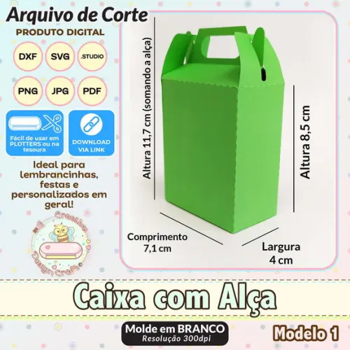 Arquivo de Corte Silhouette Caixa com Alça Modelo 1
