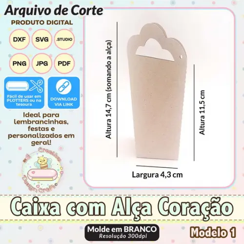 Arquivo de Corte Silhouette Caixa com Alça Coração Modelo 1