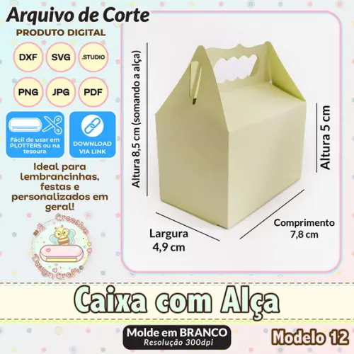 Arquivo de Corte Silhouette Caixa com Alça Modelo 12