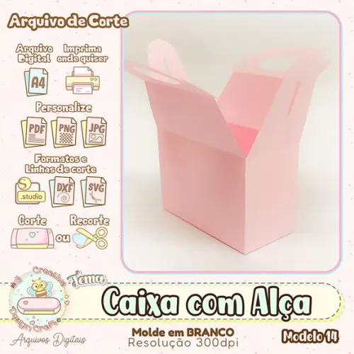 Arquivo de Corte Silhouette Caixa com Alça Modelo 14