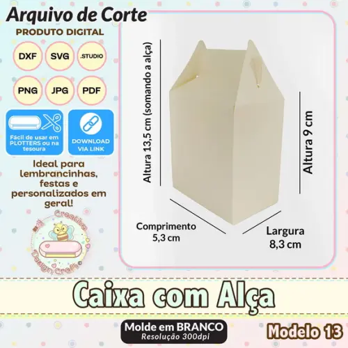 Arquivo de Corte Silhouette Caixa com Alça Modelo 13