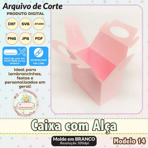 Arquivo de Corte Silhouette Caixa com Alça Modelo 14