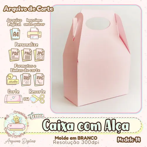 Arquivo de Corte Silhouette Caixa com Alça Modelo 14