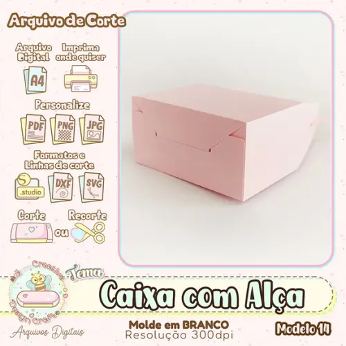 Arquivo de Corte Silhouette Caixa com Alça Modelo 14