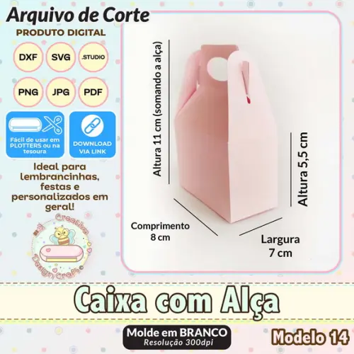 Arquivo de Corte Silhouette Caixa com Alça Modelo 14