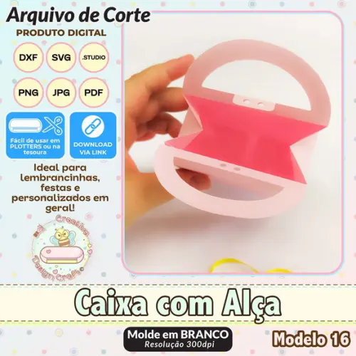 Arquivo de Corte Silhouette Caixa com Alça Modelo 16
