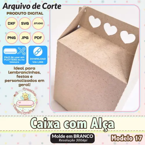 Arquivo de Corte Silhouette Caixa com Alça Modelo 17