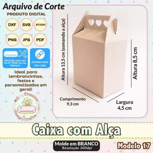 Arquivo de Corte Silhouette Caixa com Alça Modelo 17