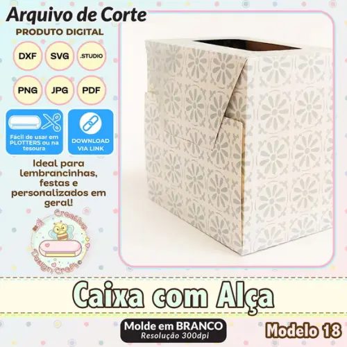 Arquivo de Corte Silhouette Caixa com Alça Modelo 18