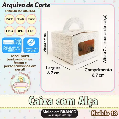 Arquivo de Corte Silhouette Caixa com Alça Modelo 18