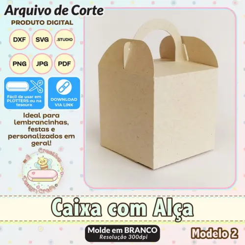 Arquivo de Corte Silhouette Caixa com Alça Modelo 2