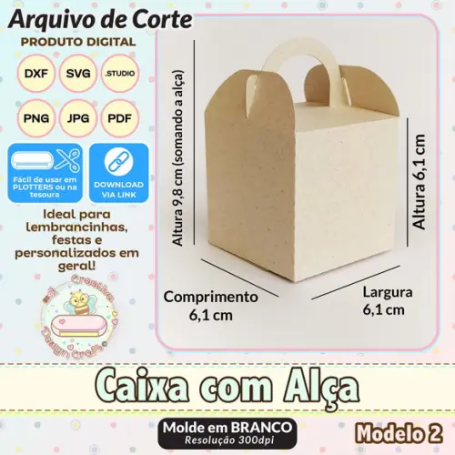 Arquivo de Corte Silhouette Caixa com Alça Modelo 2