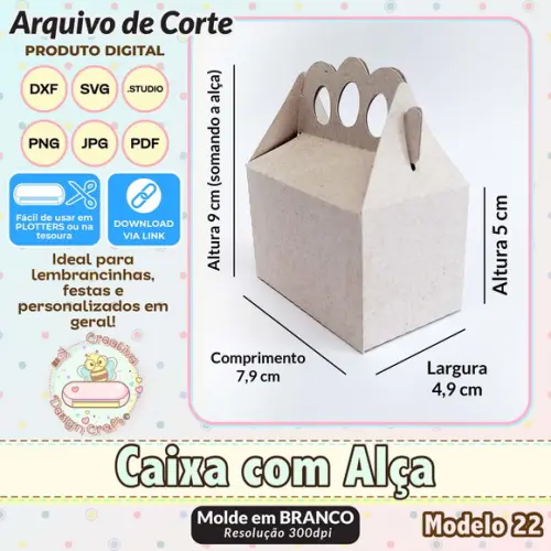 Arquivo de Corte Silhouette Caixa com Alça Modelo 22
