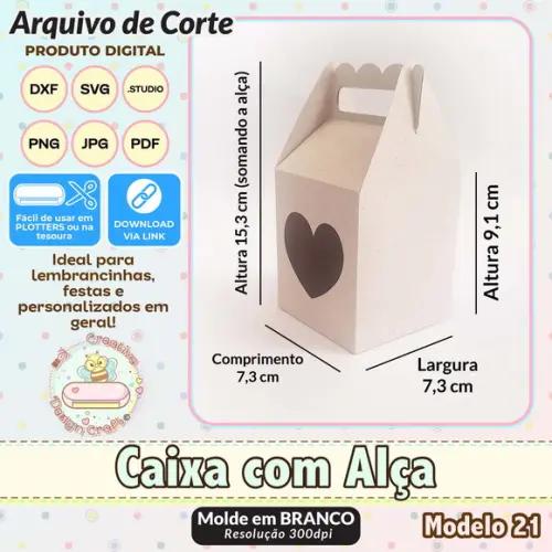 Arquivo de Corte Silhouette Caixa com Alça Modelo 21