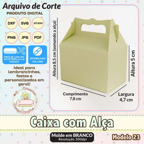 Arquivo de Corte Silhouette Caixa com Alça Modelo 23