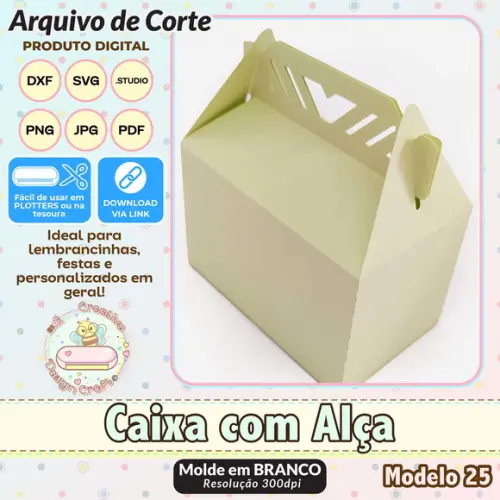 Arquivo de Corte Silhouette Caixa com Alça Modelo 25