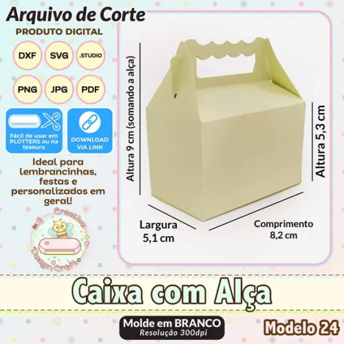 Arquivo de Corte Silhouette Caixa com Alça Modelo 24
