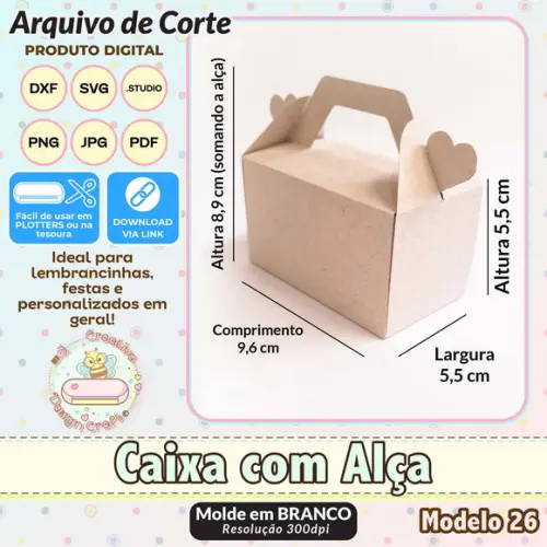 Arquivo de Corte Silhouette Caixa com Alça Modelo 26
