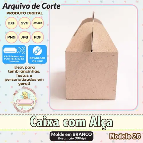 Arquivo de Corte Silhouette Caixa com Alça Modelo 26
