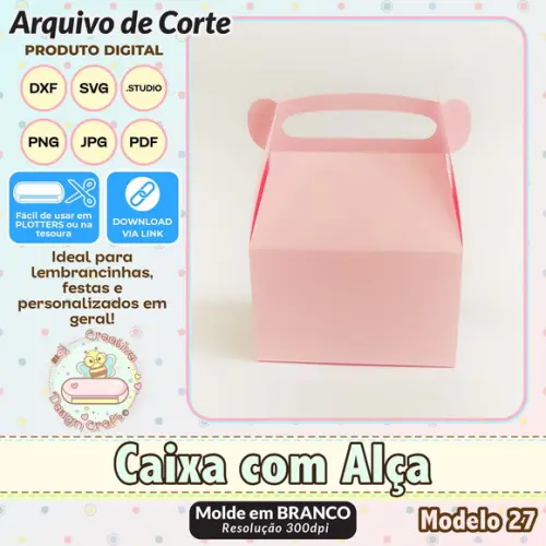 Arquivo de Corte Silhouette Caixa com Alça Modelo 27