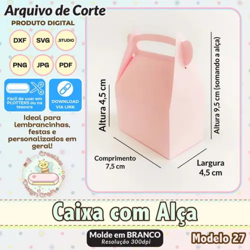 Arquivo de Corte Silhouette Caixa com Alça Modelo 27