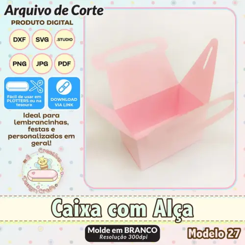 Arquivo de Corte Silhouette Caixa com Alça Modelo 27