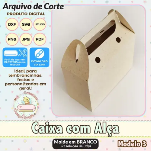 Arquivo de Corte Silhouette Caixa com Alça Modelo 3