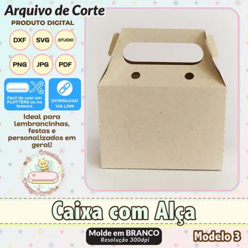Arquivo de Corte Silhouette Caixa com Alça Modelo 3