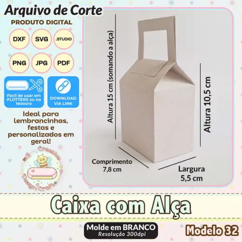 Arquivo de Corte Silhouette Caixa com Alça Modelo 32