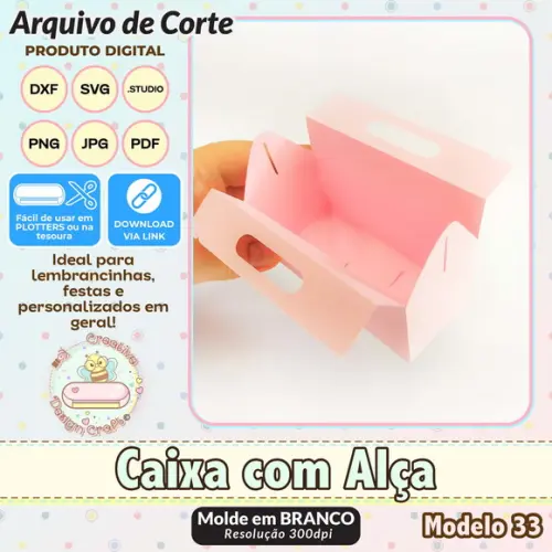 Arquivo de Corte Silhouette Caixa com Alça Modelo 33