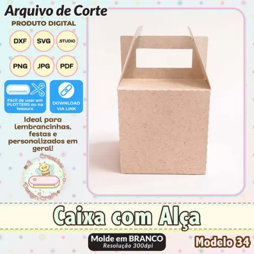 Arquivo de Corte Silhouette Caixa com Alça Modelo 34