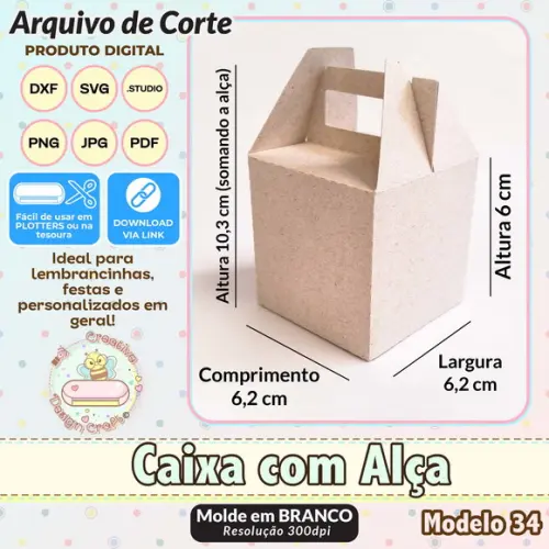 Arquivo de Corte Silhouette Caixa com Alça Modelo 34