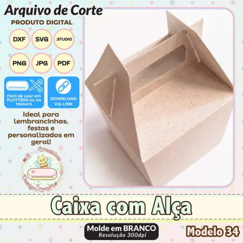 Arquivo de Corte Silhouette Caixa com Alça Modelo 34