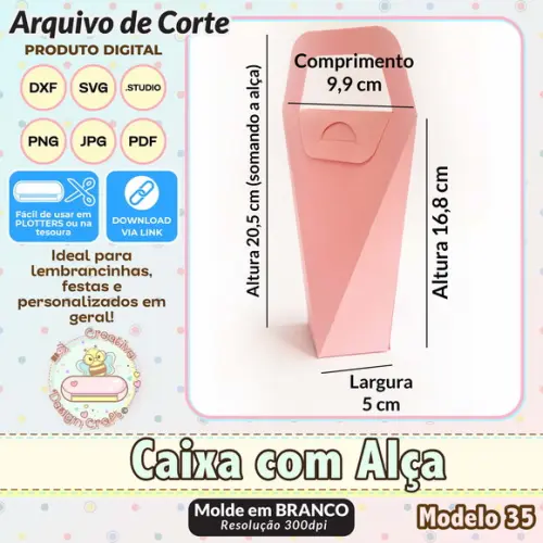 Arquivo de Corte Silhouette Caixa com Alça Modelo 35