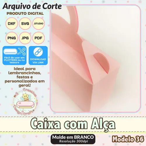 Arquivo de Corte Silhouette Caixa com Alça Modelo 36