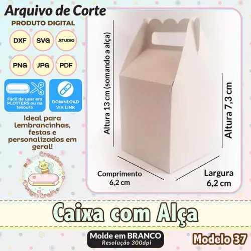 Arquivo de Corte Silhouette Caixa com Alça Modelo 37