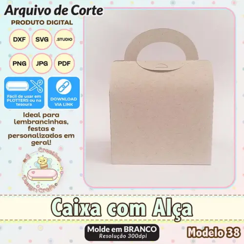 Arquivo de Corte Silhouette Caixa com Alça Modelo 38