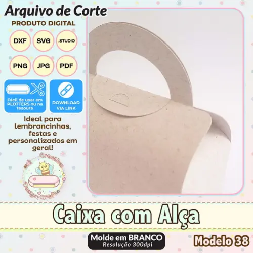 Arquivo de Corte Silhouette Caixa com Alça Modelo 38