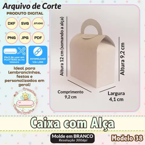 Arquivo de Corte Silhouette Caixa com Alça Modelo 38