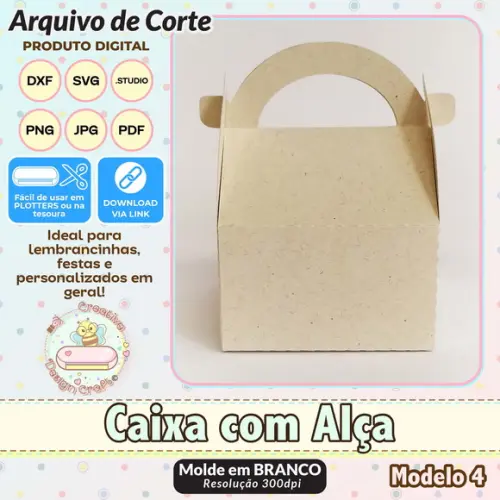 Arquivo de Corte Silhouette Caixa com Alça Modelo 4