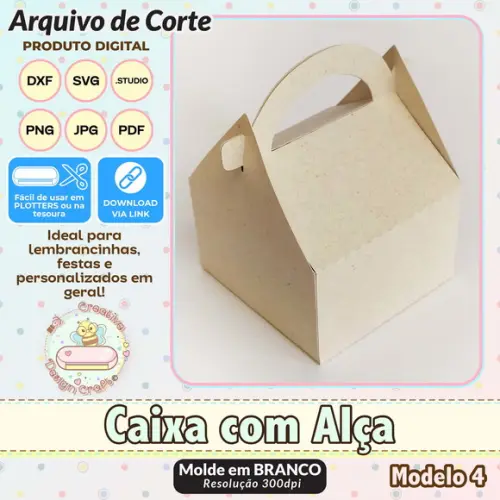 Arquivo de Corte Silhouette Caixa com Alça Modelo 4