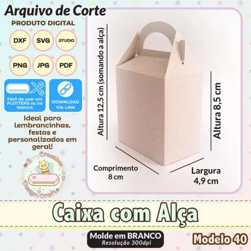 Arquivo de Corte Silhouette Caixa com Alça Modelo 40