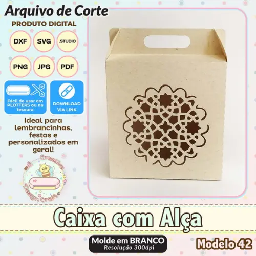 Arquivo de Corte Silhouette Caixa com Alça Modelo 42